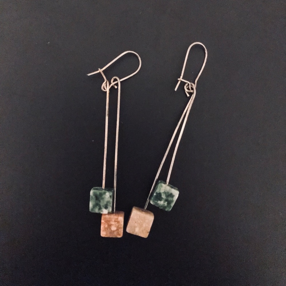 Handmade Dangling Earrings w/ Semi-Precious Stones